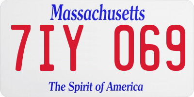 MA license plate 7IY069