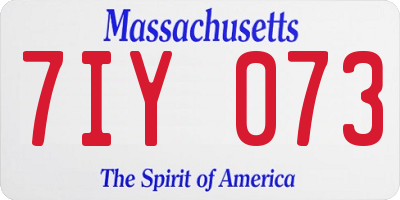 MA license plate 7IY073