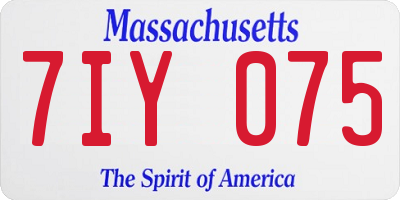 MA license plate 7IY075