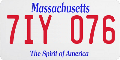 MA license plate 7IY076