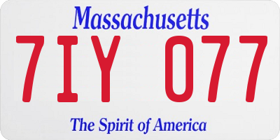 MA license plate 7IY077