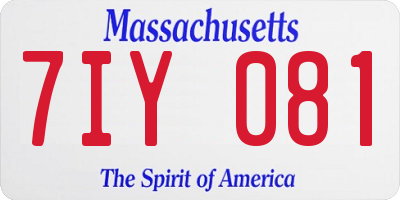 MA license plate 7IY081