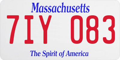 MA license plate 7IY083