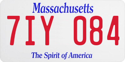 MA license plate 7IY084