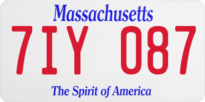 MA license plate 7IY087