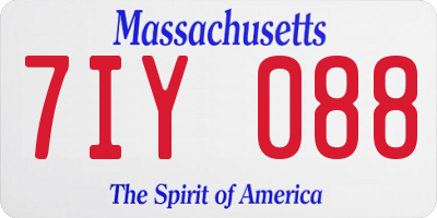 MA license plate 7IY088