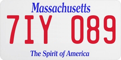 MA license plate 7IY089