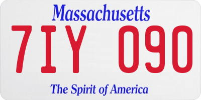 MA license plate 7IY090