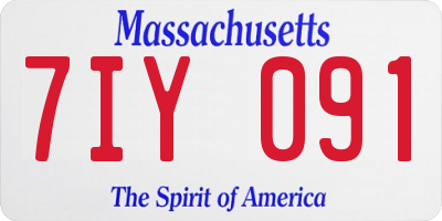 MA license plate 7IY091