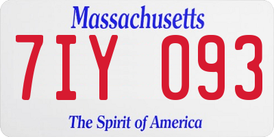 MA license plate 7IY093
