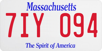 MA license plate 7IY094