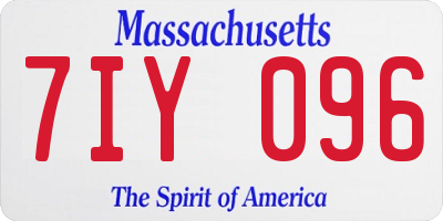 MA license plate 7IY096