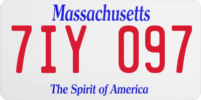 MA license plate 7IY097