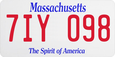 MA license plate 7IY098