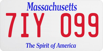 MA license plate 7IY099