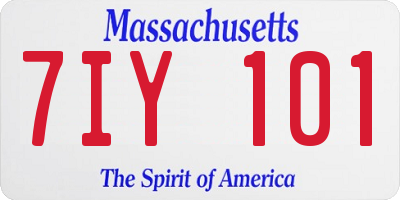 MA license plate 7IY101