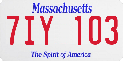 MA license plate 7IY103