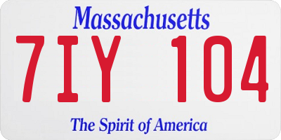 MA license plate 7IY104