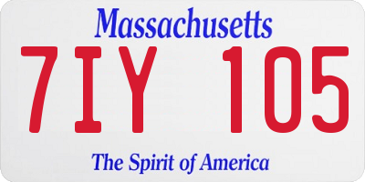 MA license plate 7IY105