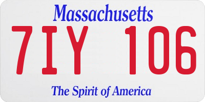 MA license plate 7IY106