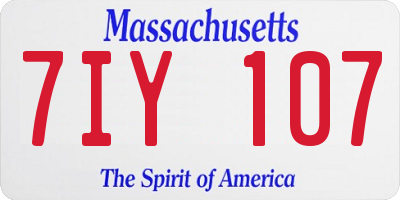 MA license plate 7IY107