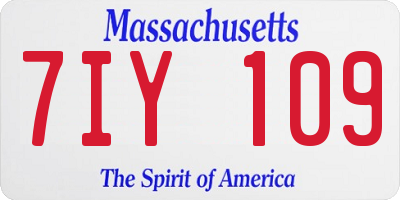 MA license plate 7IY109