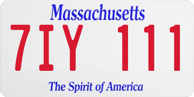 MA license plate 7IY111