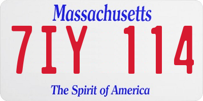MA license plate 7IY114