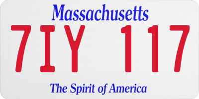 MA license plate 7IY117