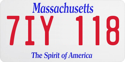 MA license plate 7IY118