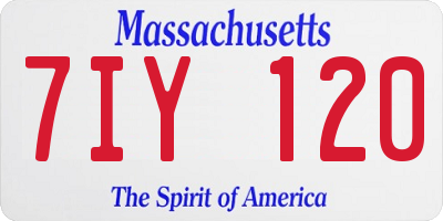 MA license plate 7IY120