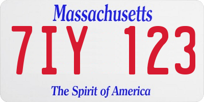 MA license plate 7IY123