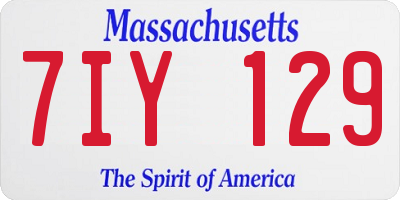 MA license plate 7IY129