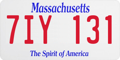 MA license plate 7IY131