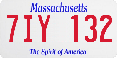 MA license plate 7IY132