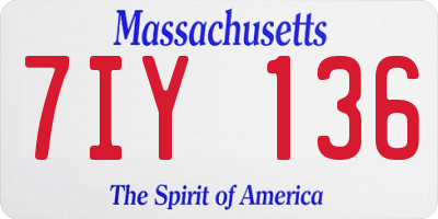 MA license plate 7IY136