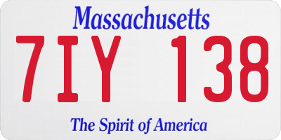 MA license plate 7IY138