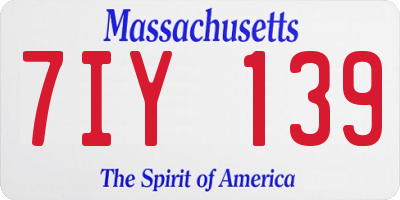 MA license plate 7IY139