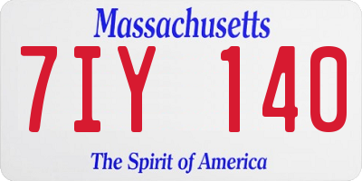 MA license plate 7IY140