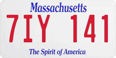 MA license plate 7IY141
