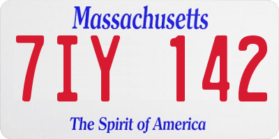 MA license plate 7IY142