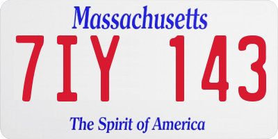 MA license plate 7IY143