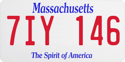 MA license plate 7IY146