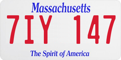 MA license plate 7IY147