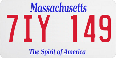 MA license plate 7IY149