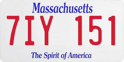 MA license plate 7IY151