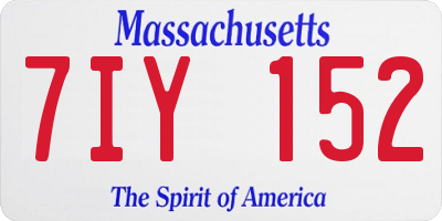 MA license plate 7IY152