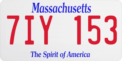 MA license plate 7IY153