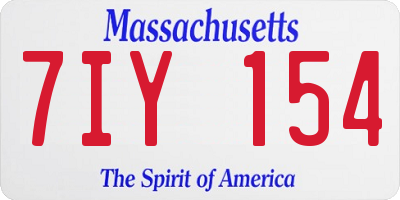MA license plate 7IY154