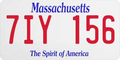 MA license plate 7IY156